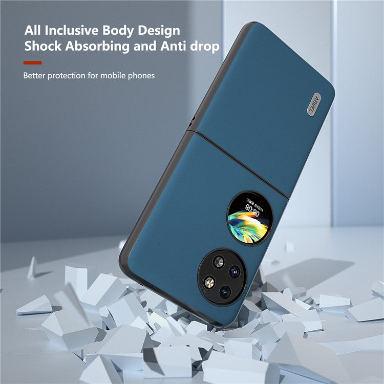 ABEEL For Huawei Pocket 2 Phone Case Genuine Cow Leather Soft Silky Feeling Cover - Blue