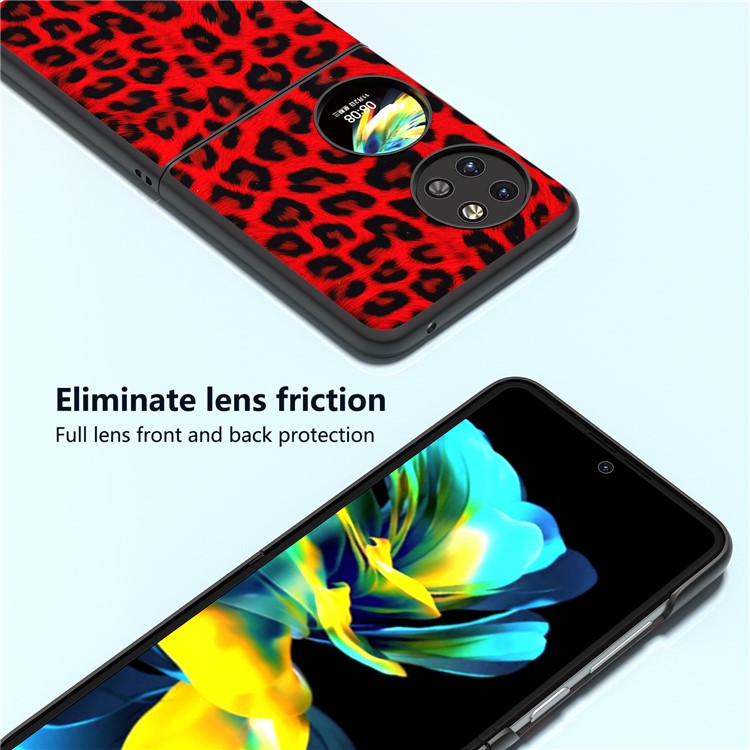 ABEEL For Huawei Pocket 2 Phone Case PU Leather Leopard Pattern Back Cover - Red