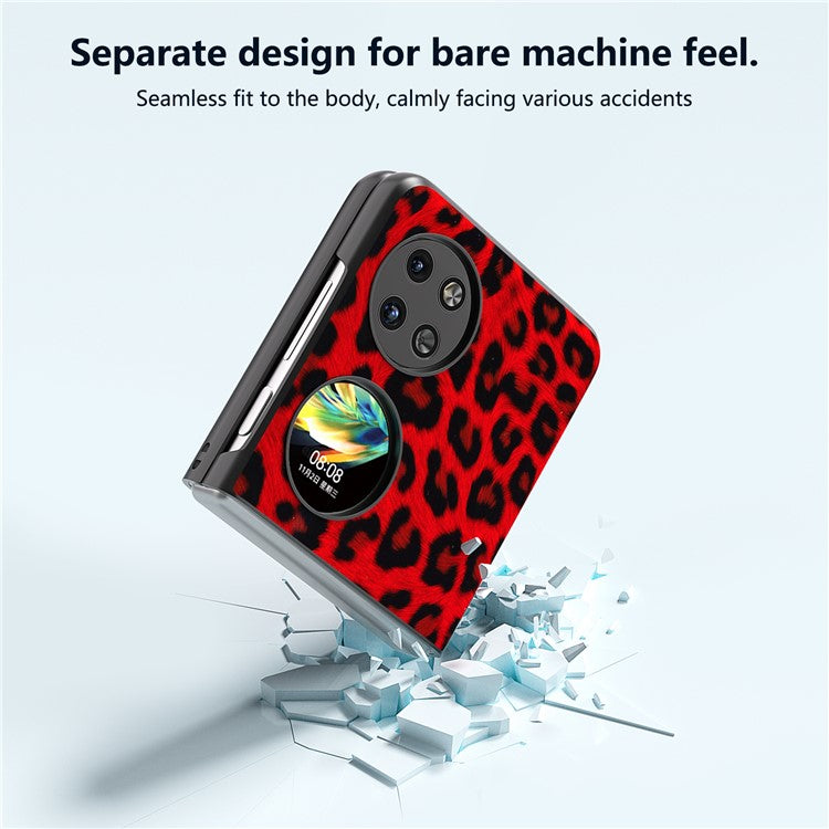 ABEEL For Huawei Pocket 2 Phone Case PU Leather Leopard Pattern Back Cover - Red