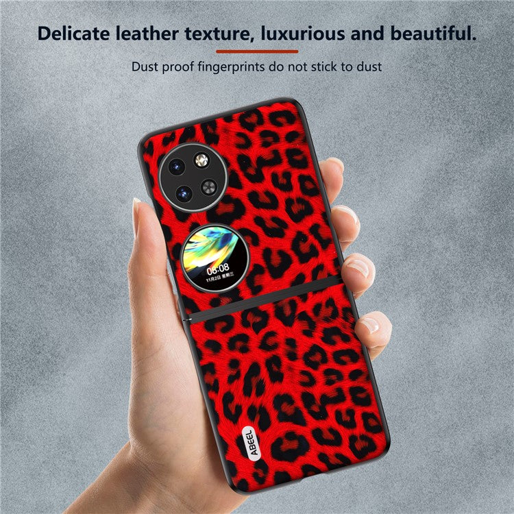 ABEEL For Huawei Pocket 2 Phone Case PU Leather Leopard Pattern Back Cover - Red