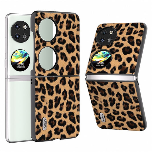 ABEEL For Huawei Pocket 2 Phone Case PU Leather Leopard Pattern Back Cover - Champagne Gold