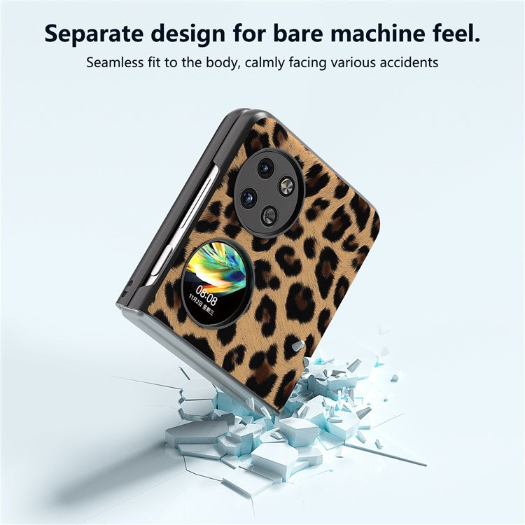 ABEEL For Huawei Pocket 2 Phone Case PU Leather Leopard Pattern Back Cover - Champagne Gold