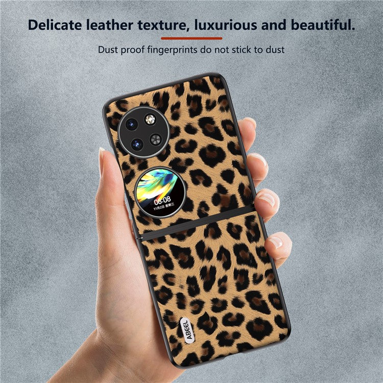 ABEEL For Huawei Pocket 2 Phone Case PU Leather Leopard Pattern Back Cover - Champagne Gold