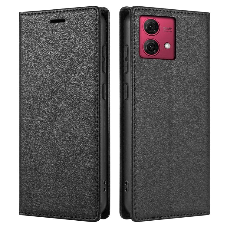 BKS-001 For Motorola Edge 40 Neo 5G Case Wallet Stand PU Leather Phone Cover - Black