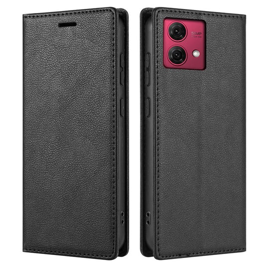 BKS-001 For Motorola Edge 40 Neo 5G Case Wallet Stand PU Leather Phone Cover - Black