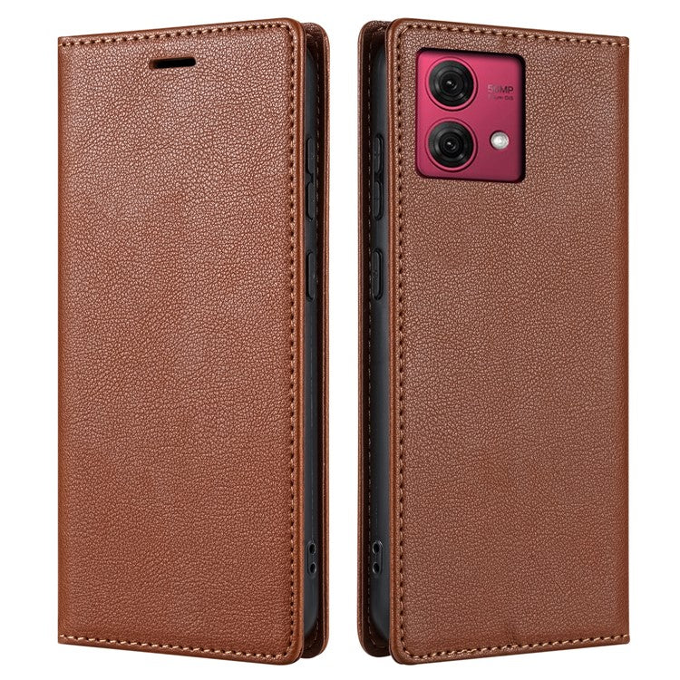 BKS-001 For Motorola Edge 40 Neo 5G Case Wallet Stand PU Leather Phone Cover - Brown