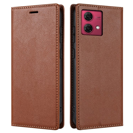 BKS-001 For Motorola Edge 40 Neo 5G Case Wallet Stand PU Leather Phone Cover - Brown