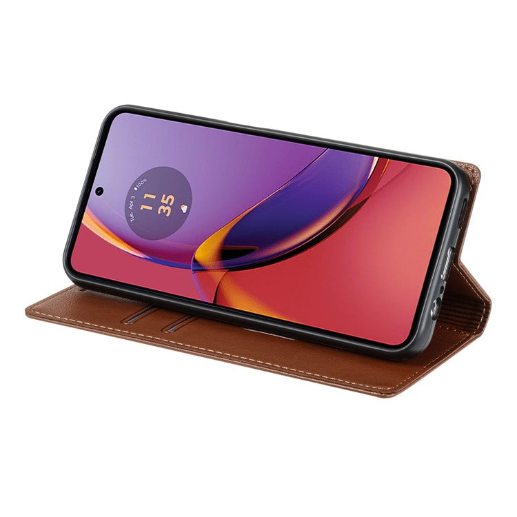 BKS-001 For Motorola Edge 40 Neo 5G Case Wallet Stand PU Leather Phone Cover - Brown