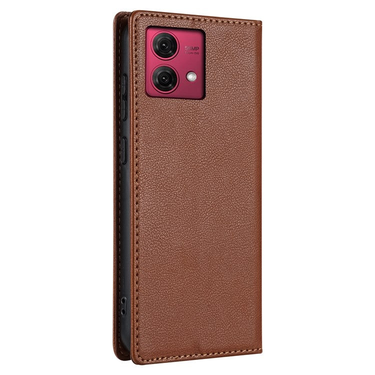 BKS-001 For Motorola Edge 40 Neo 5G Case Wallet Stand PU Leather Phone Cover - Brown
