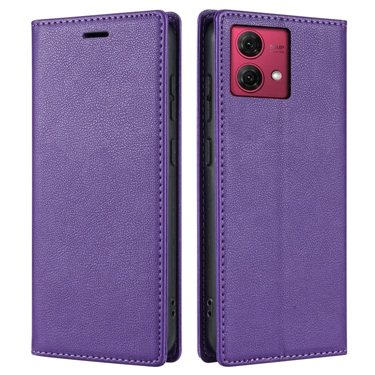 BKS-001 For Motorola Edge 40 Neo 5G Case Wallet Stand PU Leather Phone Cover - Purple