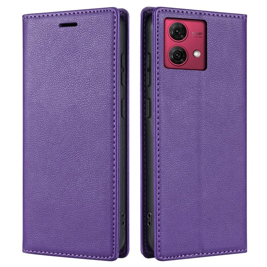 BKS-001 For Motorola Edge 40 Neo 5G Case Wallet Stand PU Leather Phone Cover - Purple