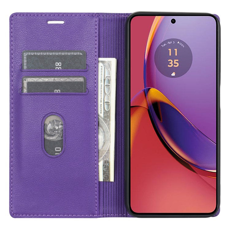 BKS-001 For Motorola Edge 40 Neo 5G Case Wallet Stand PU Leather Phone Cover - Purple
