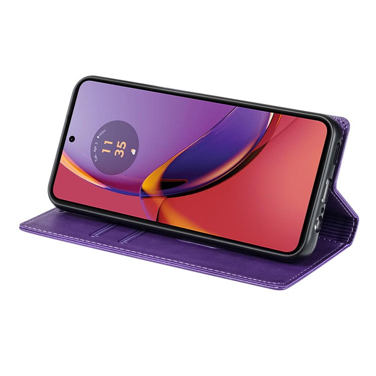 BKS-001 For Motorola Edge 40 Neo 5G Case Wallet Stand PU Leather Phone Cover - Purple