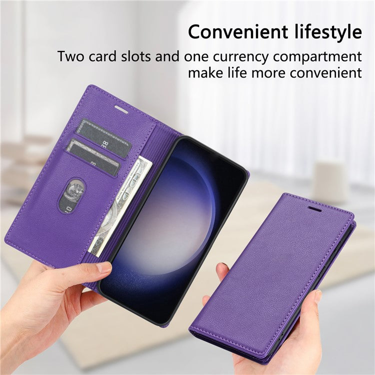 BKS-001 For Motorola Edge 40 Neo 5G Case Wallet Stand PU Leather Phone Cover - Purple