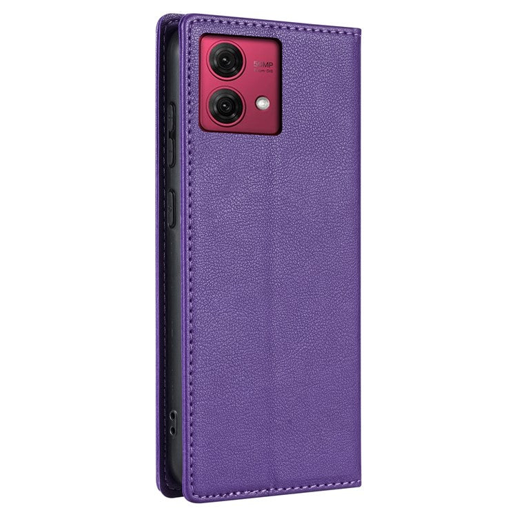 BKS-001 For Motorola Edge 40 Neo 5G Case Wallet Stand PU Leather Phone Cover - Purple