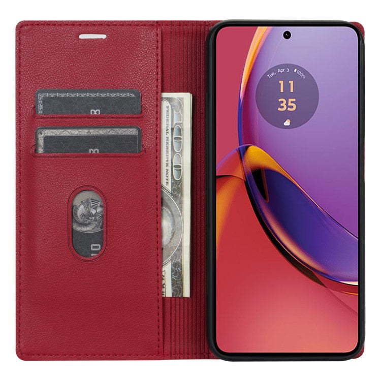 BKS-001 For Motorola Edge 40 Neo 5G Case Wallet Stand PU Leather Phone Cover - Red