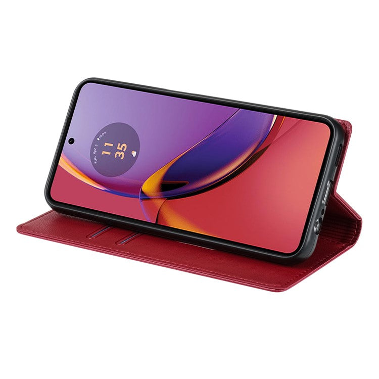 BKS-001 For Motorola Edge 40 Neo 5G Case Wallet Stand PU Leather Phone Cover - Red
