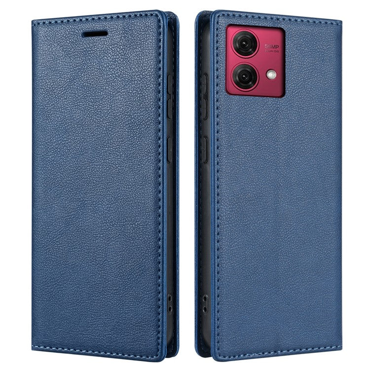 BKS-001 For Motorola Edge 40 Neo 5G Case Wallet Stand PU Leather Phone Cover - Blue