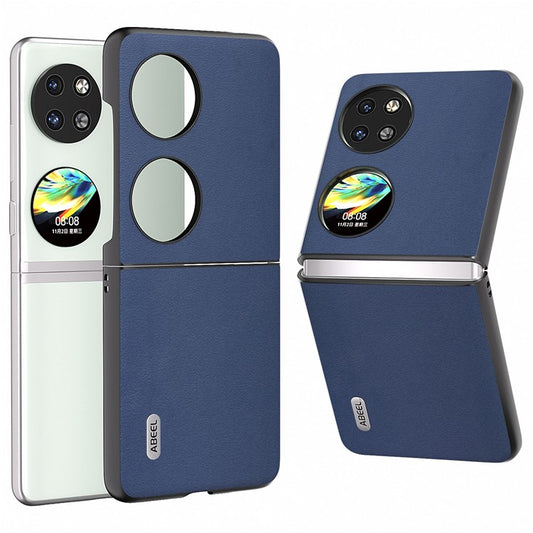ABEEL For Huawei Pocket 2 Back Case Genuine Cow Leather Nappa Texture Cover - Blue
