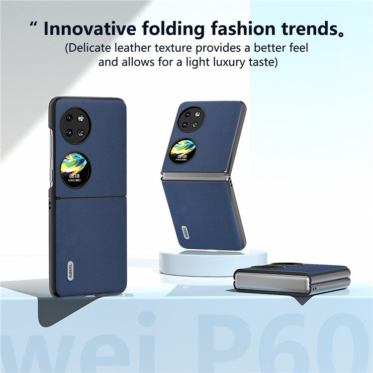 ABEEL For Huawei Pocket 2 Back Case Genuine Cow Leather Nappa Texture Cover - Blue
