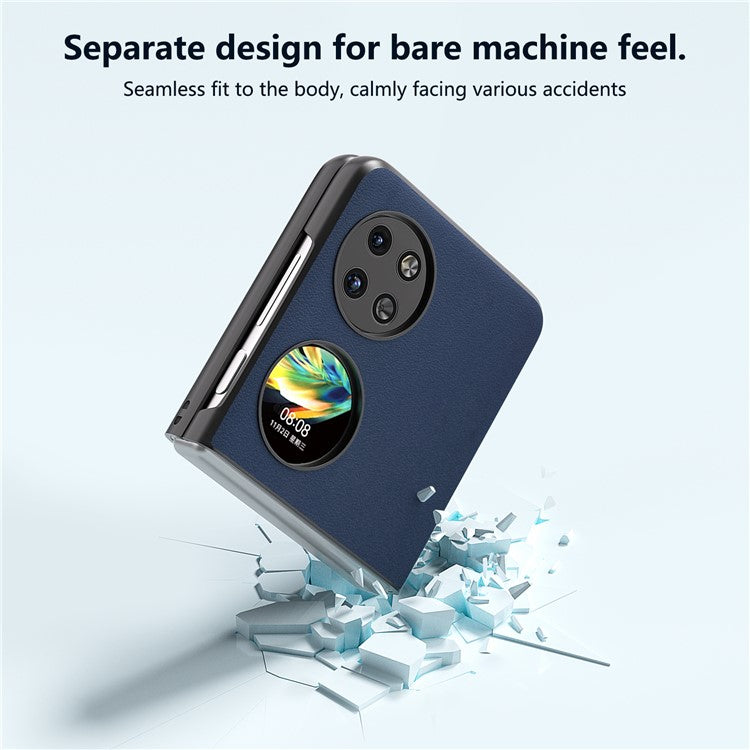 ABEEL For Huawei Pocket 2 Back Case Genuine Cow Leather Nappa Texture Cover - Blue