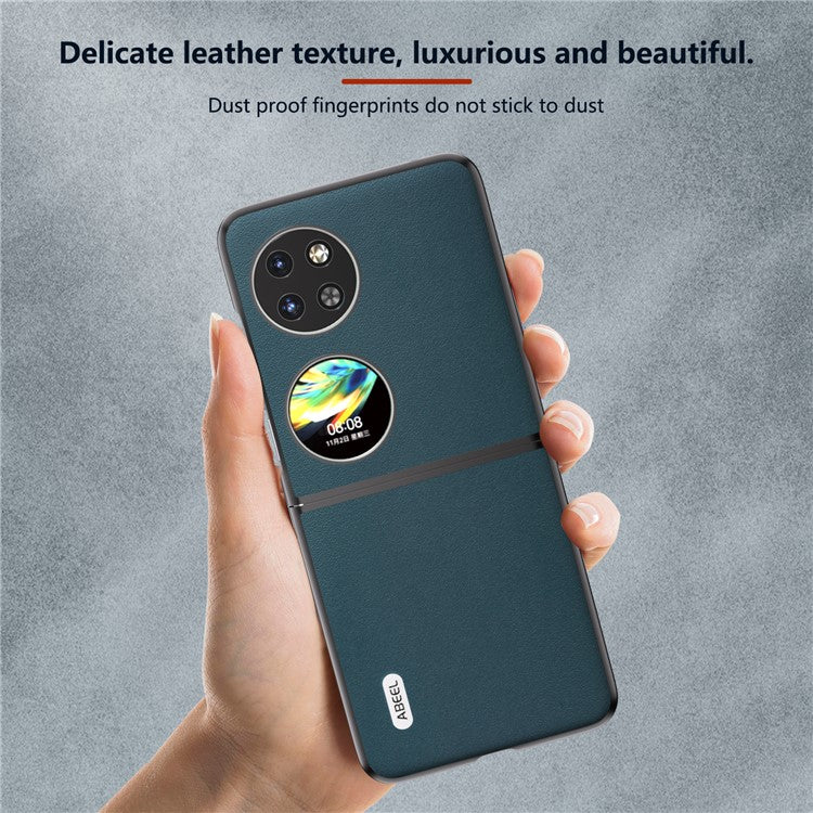 ABEEL For Huawei Pocket 2 Back Case Genuine Cow Leather Nappa Texture Cover - Green