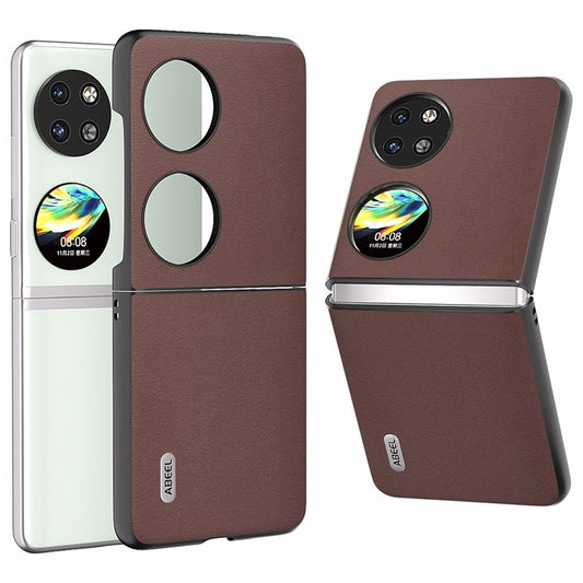 ABEEL For Huawei Pocket 2 Back Case Genuine Cow Leather Nappa Texture Cover - Coffee