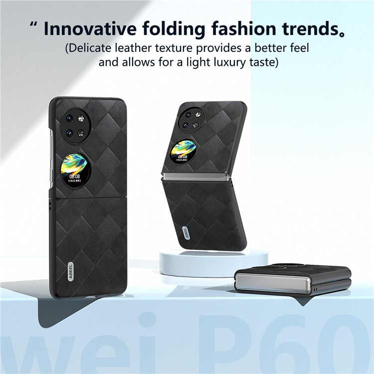 ABEEL For Huawei Pocket 2 Case PU Leather+PC Grid Texture Phone Protective Cover - Black