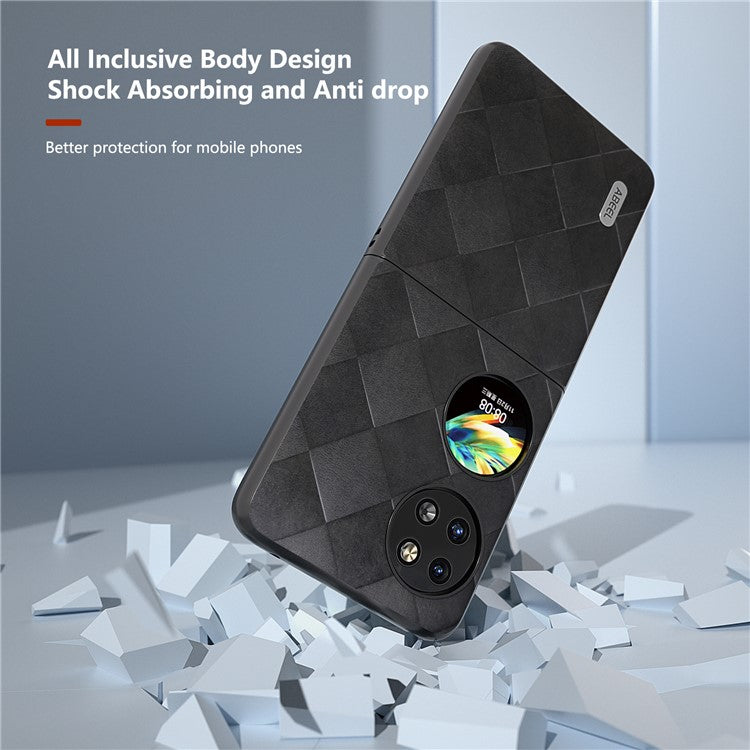 ABEEL For Huawei Pocket 2 Case PU Leather+PC Grid Texture Phone Protective Cover - Black