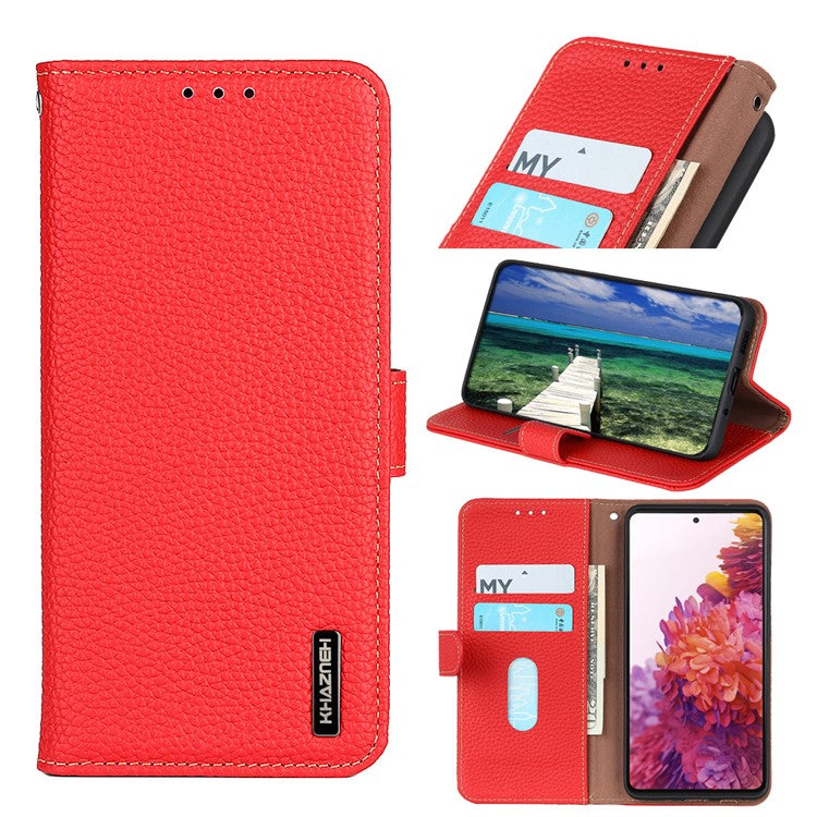KHAZNEH For Samsung Galaxy A35 5G Genuine Cow Leather Case Magnetic Closure Stand Function - Red