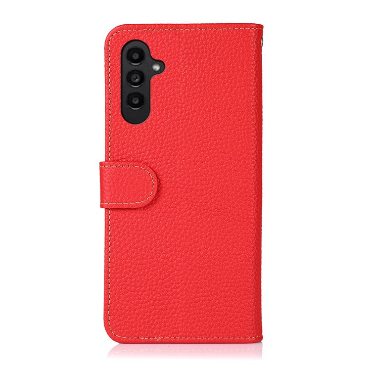 KHAZNEH For Samsung Galaxy A35 5G Genuine Cow Leather Case Magnetic Closure Stand Function - Red