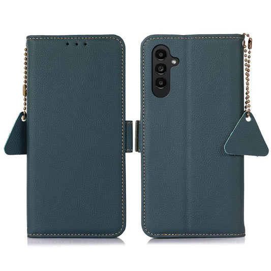 For Samsung Galaxy A35 5G TJ Series Case Genuine Cow Leather Phone Cover - Green
