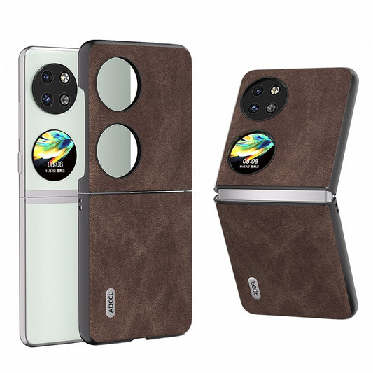 ABEEL For Huawei Pocket 2 Protective Case Leather Back Cover  - Coffee