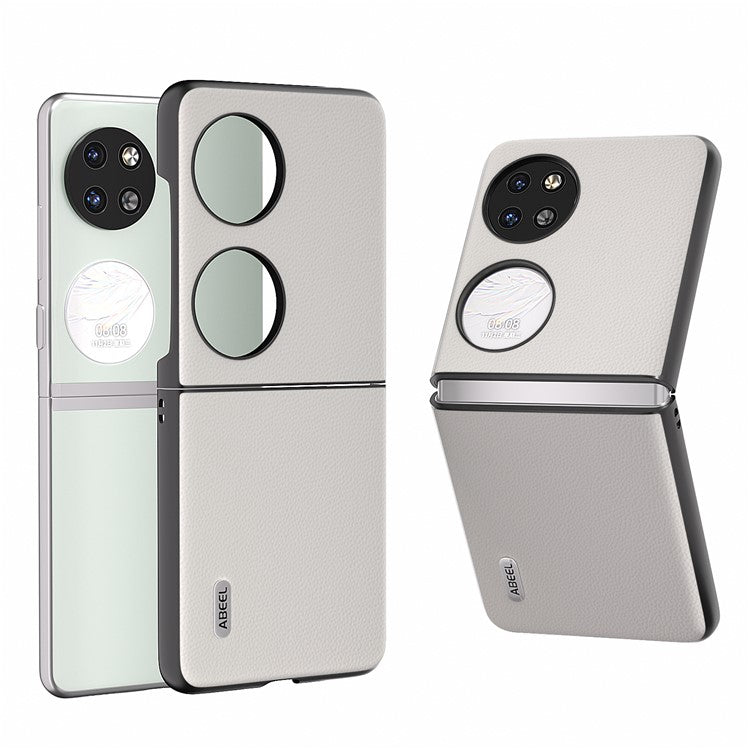 ABEEL For Huawei Pocket 2 Genuine Cow Leather Classy Phone Protective Case  - White