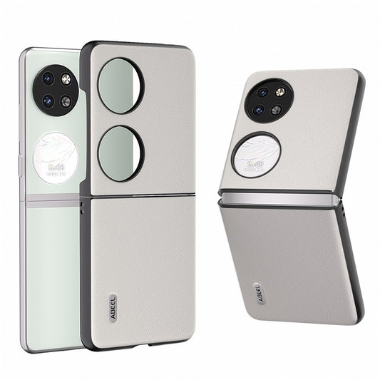 ABEEL For Huawei Pocket 2 Genuine Cow Leather Classy Phone Protective Case  - White