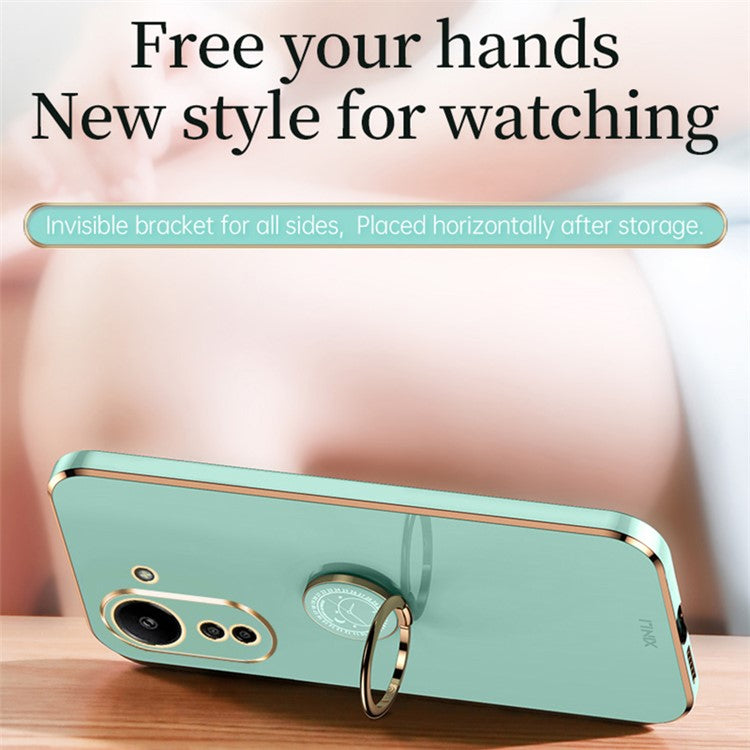 XINLI For Xiaomi Redmi 13C 4G / Poco C65 4G Case with Ring Holder Kickstand Soft TPU Phone Cover - Purple