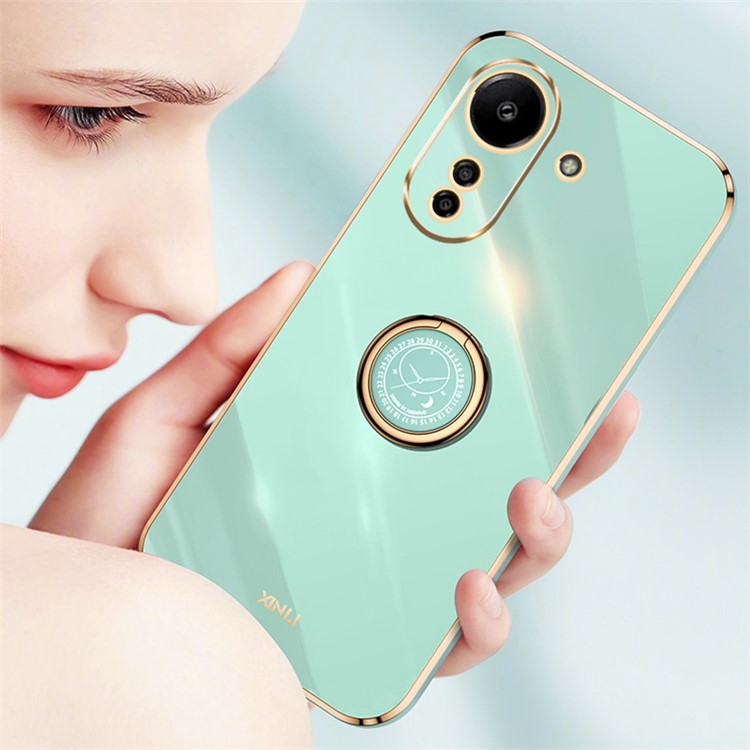 XINLI For Xiaomi Redmi 13C 4G / Poco C65 4G Case with Ring Holder Kickstand Soft TPU Phone Cover - Purple