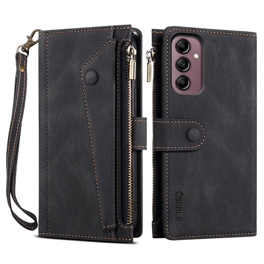 ESEBLE Star Series For Samsung Galaxy A55 5G Case with a Strap Leather Cover Stand - Black
