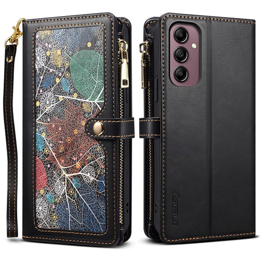 ESEBLE Galaxy Series For Samsung Galaxy A55 5G Leather Case Wallet Stand Cover with Strap - Black