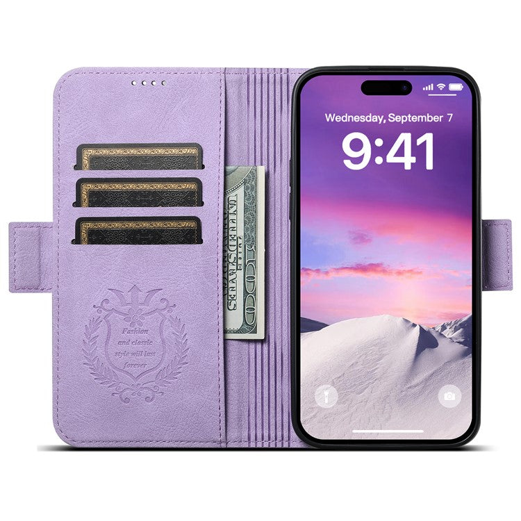 SUTENI J07 For iPhone 14 Pro Case Compatible with MagSafe Anti-scratch Litchi Texture Phone Cover - Purple
