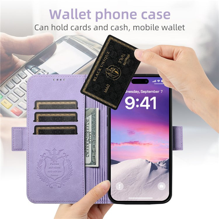 SUTENI J07 For iPhone 14 Pro Case Compatible with MagSafe Anti-scratch Litchi Texture Phone Cover - Purple