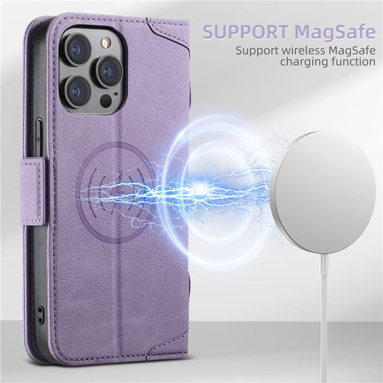 SUTENI J07 For iPhone 14 Pro Case Compatible with MagSafe Anti-scratch Litchi Texture Phone Cover - Purple
