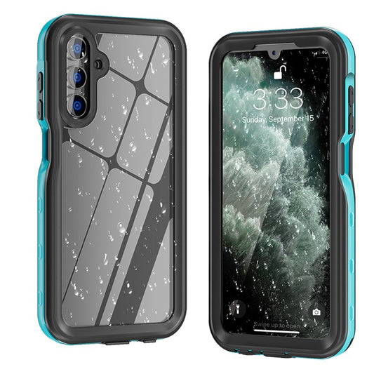 REDPEPPER A Series For Samsung Galaxy A15 5G Case Waterproof Built-in Screen Protector IP68 Underwater - Black+Grass Blue