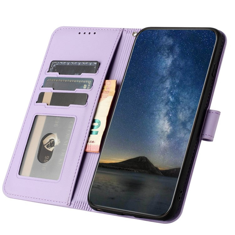 YX0050 For Samsung Galaxy A55 5G Case Imprinted PU Leather+TPU Phone Stand Cover with Magnetic Closure - Purple