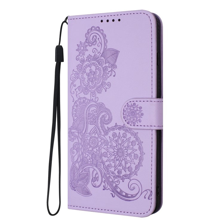 YX0050 For Samsung Galaxy A55 5G Case Imprinted PU Leather+TPU Phone Stand Cover with Magnetic Closure - Purple