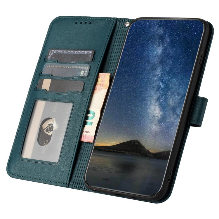YX0050 For Samsung Galaxy A55 5G Case Imprinted PU Leather+TPU Phone Stand Cover with Magnetic Closure - Blackish Green