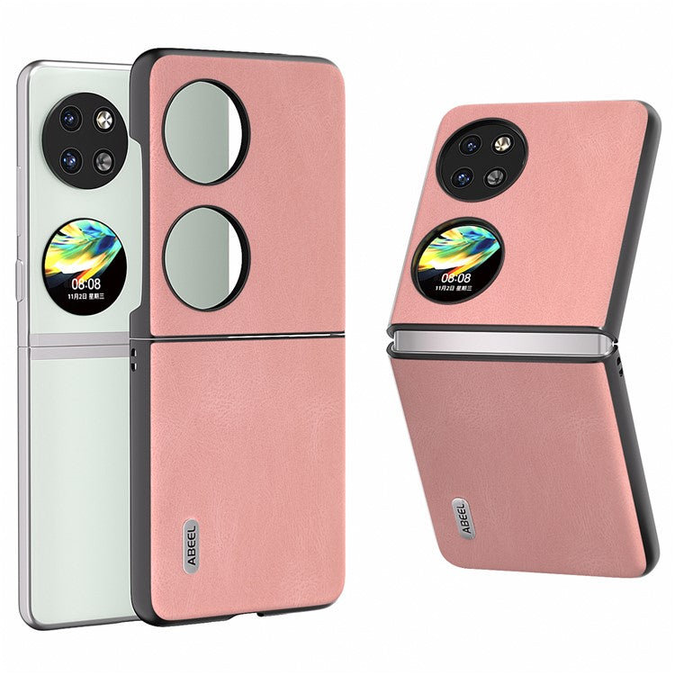 ABEEL For Huawei Pocket 2 Folding Phone Case Retro Leather+PC Cover - Pink