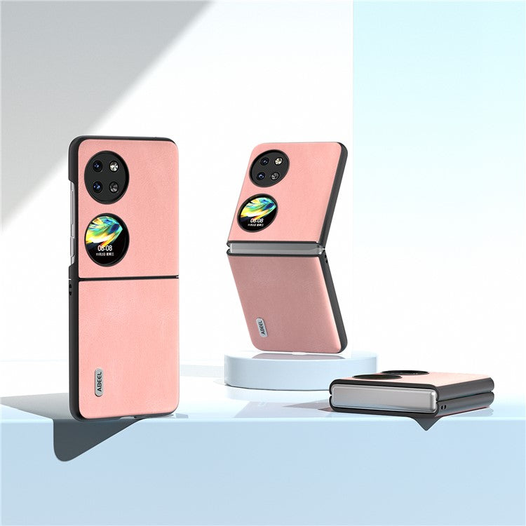 ABEEL For Huawei Pocket 2 Folding Phone Case Retro Leather+PC Cover - Pink