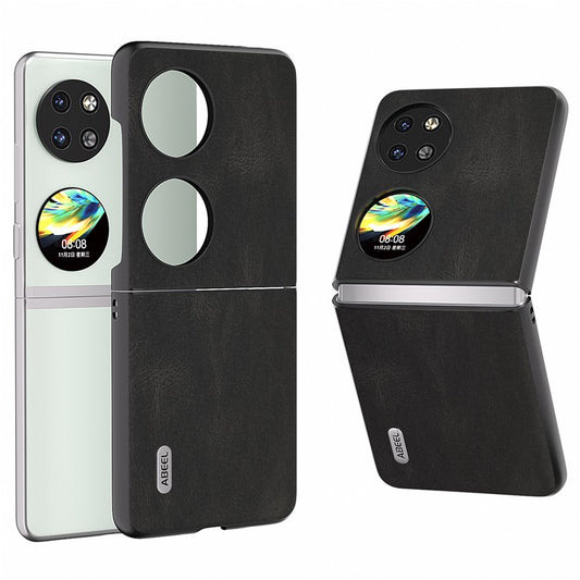 ABEEL For Huawei Pocket 2 Folding Phone Case Retro Leather+PC Cover - Black