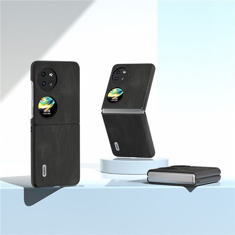 ABEEL For Huawei Pocket 2 Folding Phone Case Retro Leather+PC Cover - Black